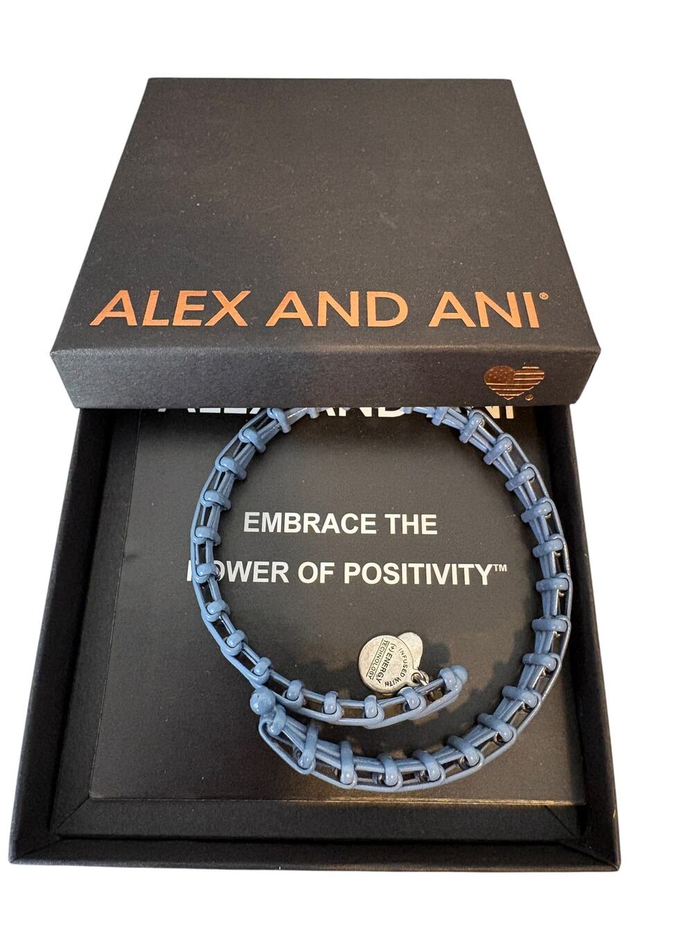 NEW Alex and Ani Gypsy Wrap Vintage 66 Brook Blue Silver Bracelet W/ Box